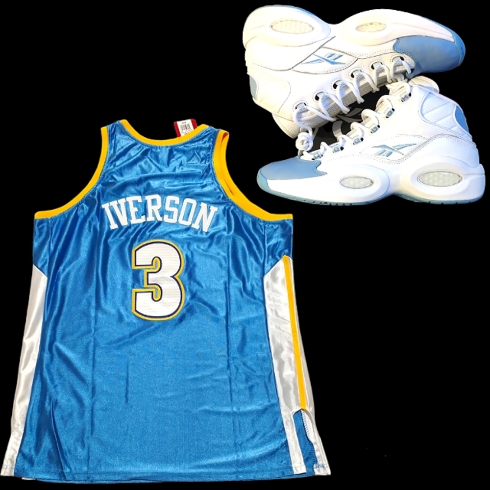 Mitchell & Ness The Answer Allen Iverson Denver Nuggets Premium 🏀 Jersey sz XXL - Picture 2 of 4